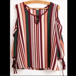 Becca’s Cold Shoulder Maxi Striped Blouse